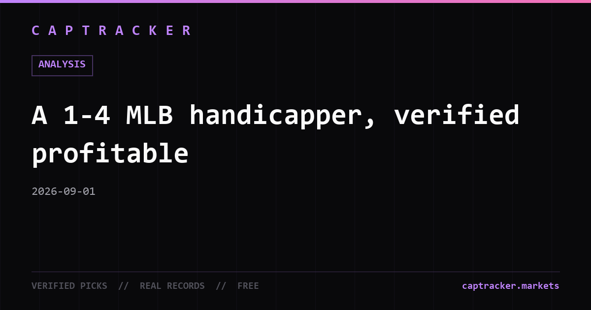 A 1-4 MLB handicapper, verified profitable