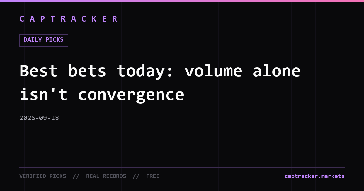 Best bets today: volume alone isn't convergence
