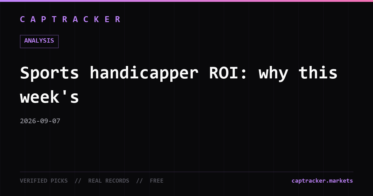 Sports handicapper ROI: why this week's