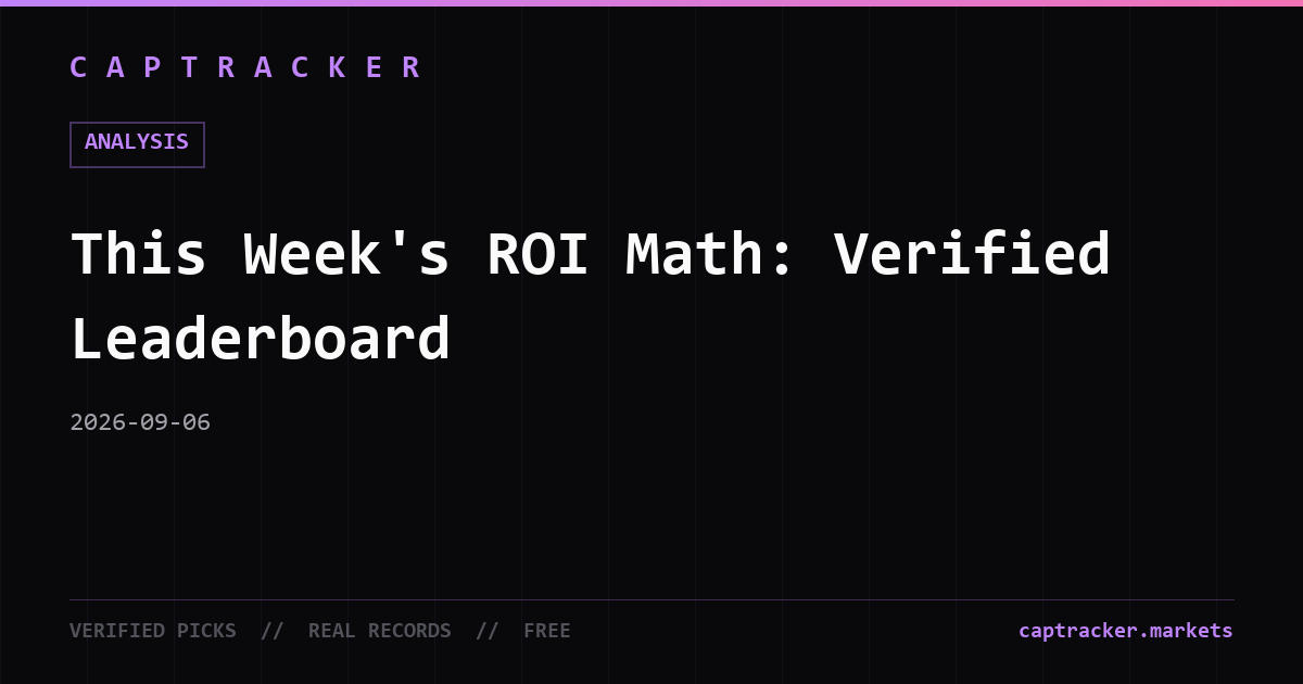 This Week's ROI Math: Verified Leaderboard