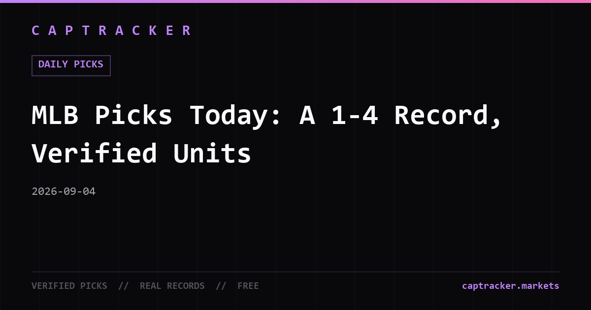 MLB Picks Today: A 1-4 Record, Verified Units