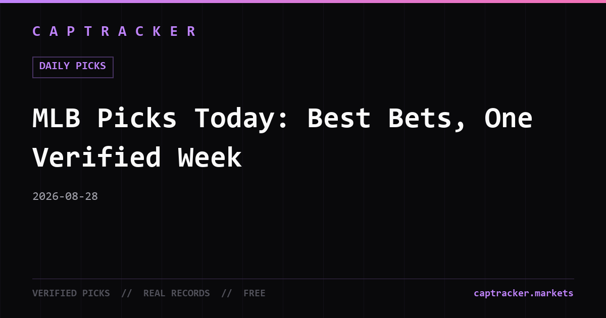 MLB Picks Today: Best Bets, One Verified Week