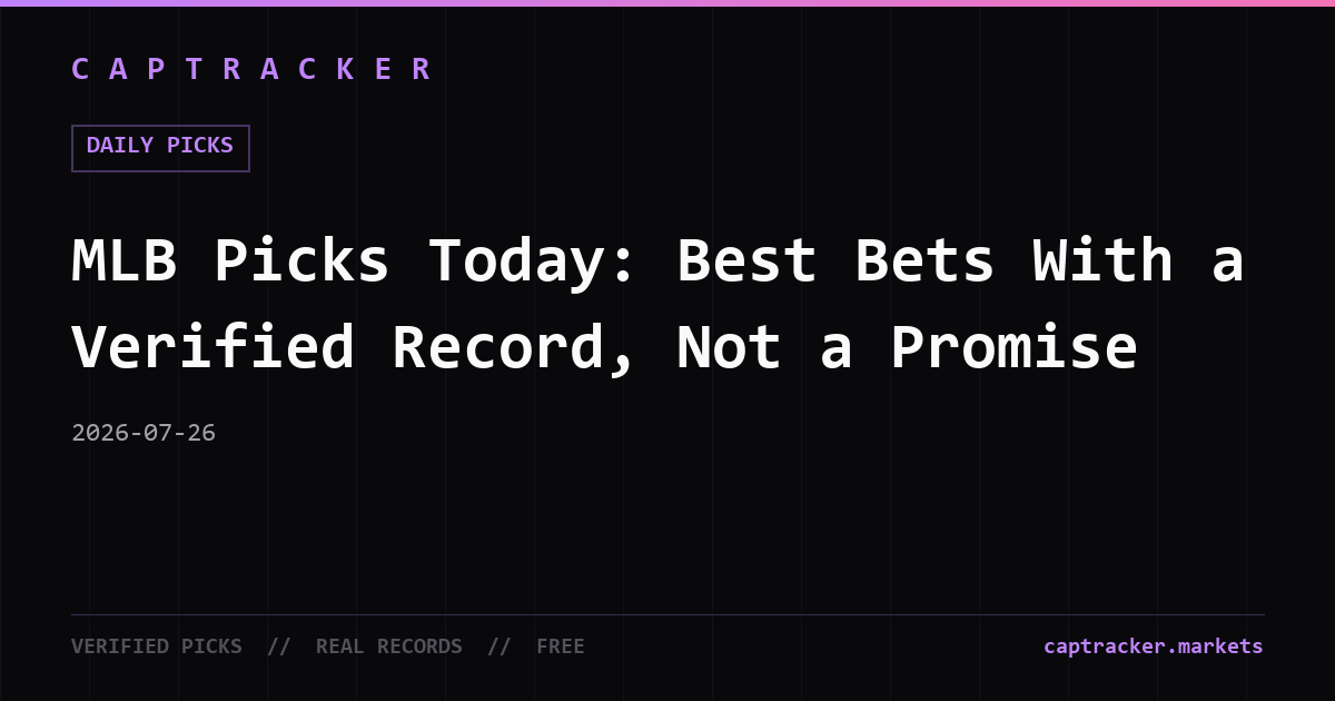 MLB Picks Today: Best Bets With a Verified Record, Not a Promise