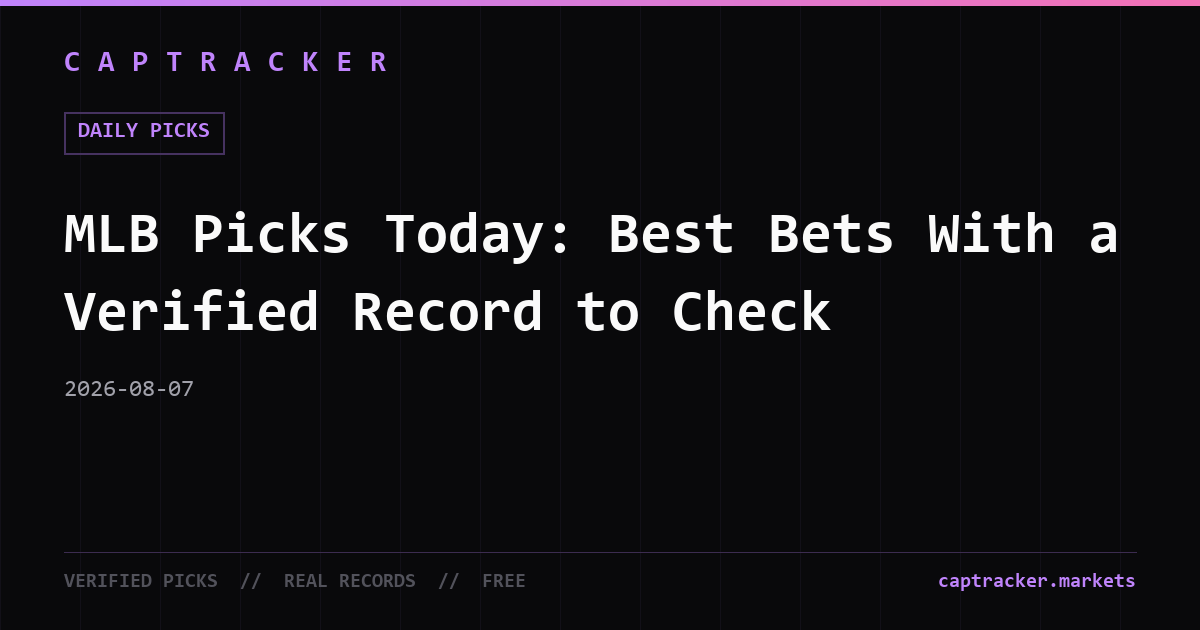 MLB Picks Today: Best Bets With a Verified Record to Check