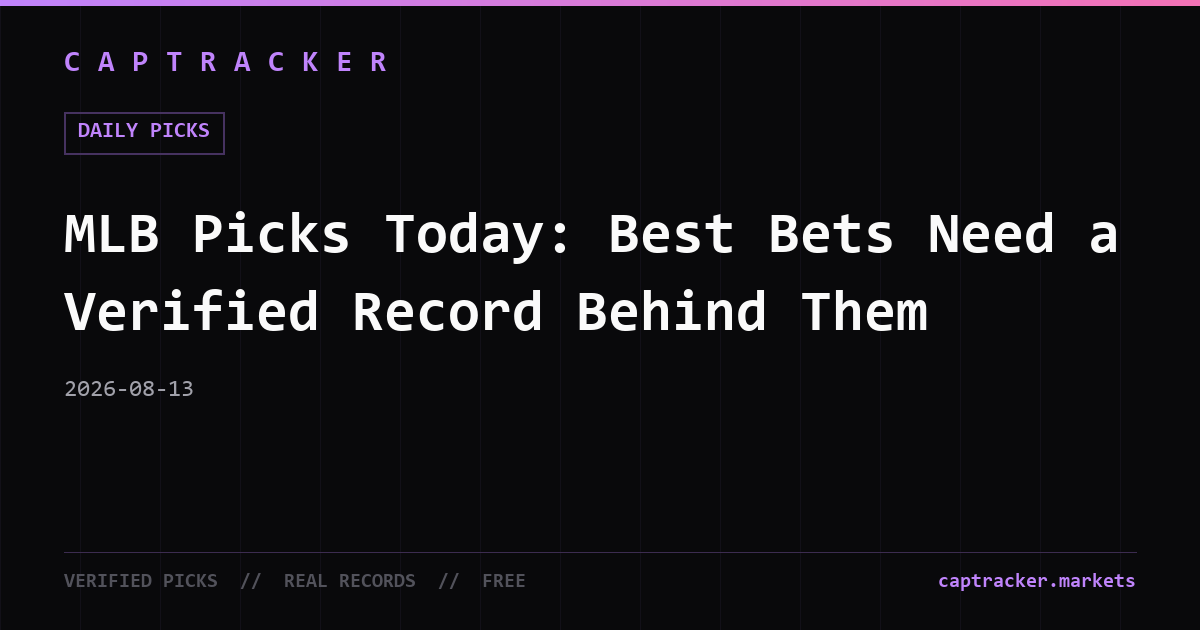 MLB Picks Today: Best Bets Need a Verified Record Behind Them