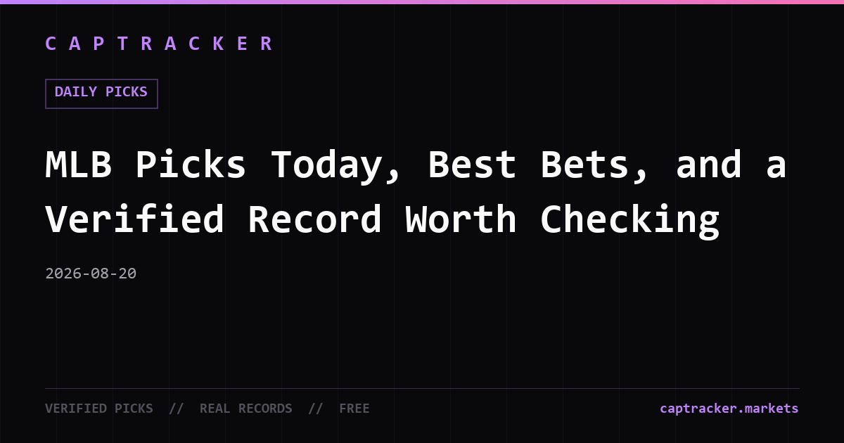 MLB Picks Today, Best Bets, and a Verified Record Worth Checking