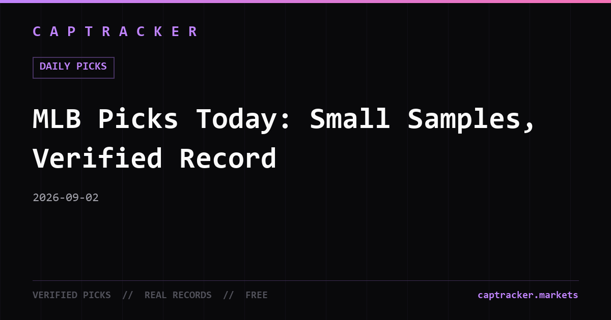 MLB Picks Today: Small Samples, Verified Record