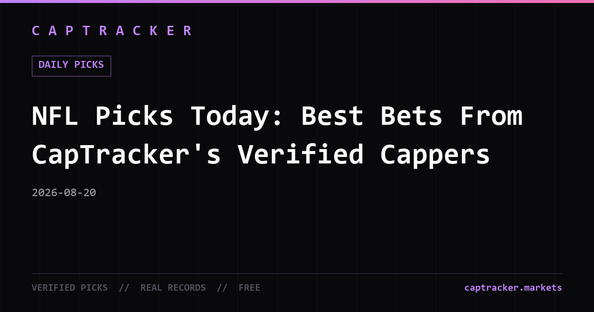 NFL Picks Today: Best Bets From CapTracker's Verified Cappers