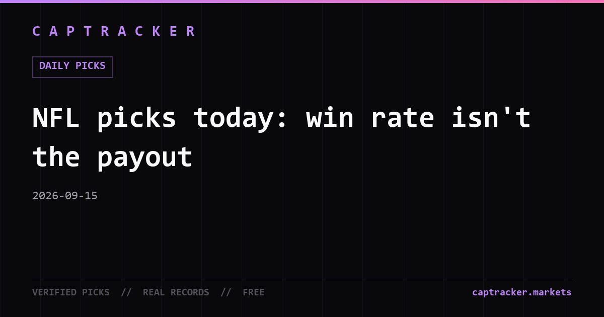 NFL picks today: win rate isn't the payout