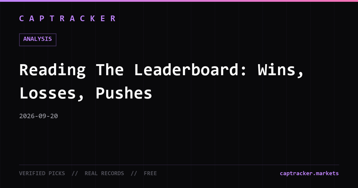 Reading The Leaderboard: Wins, Losses, Pushes
