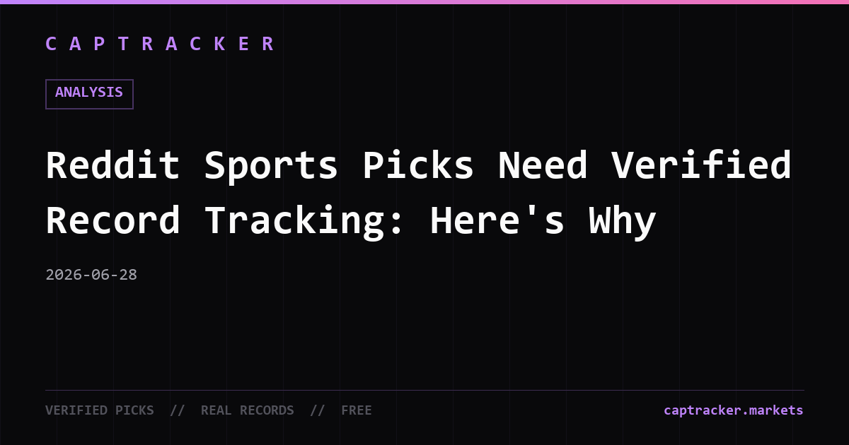 Reddit Sports Picks Need Verified Record Tracking: Here's Why