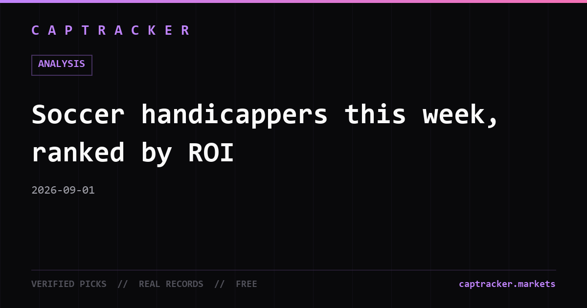 Soccer handicappers this week, ranked by ROI