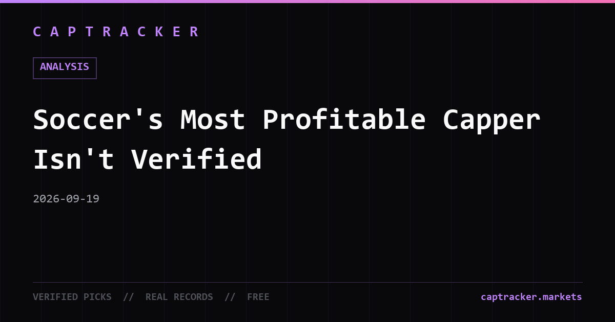 Soccer's Most Profitable Capper Isn't Verified