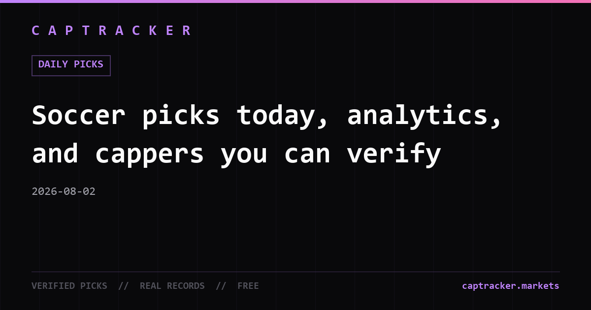 Soccer picks today, analytics, and cappers you can verify