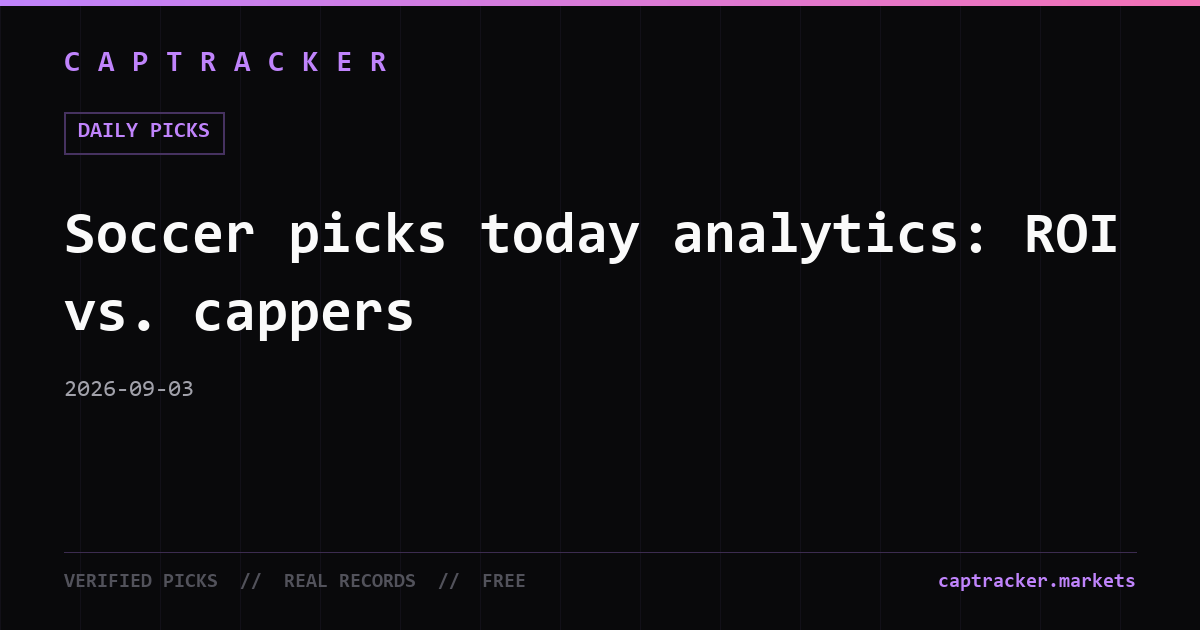 Soccer picks today analytics: ROI vs. cappers