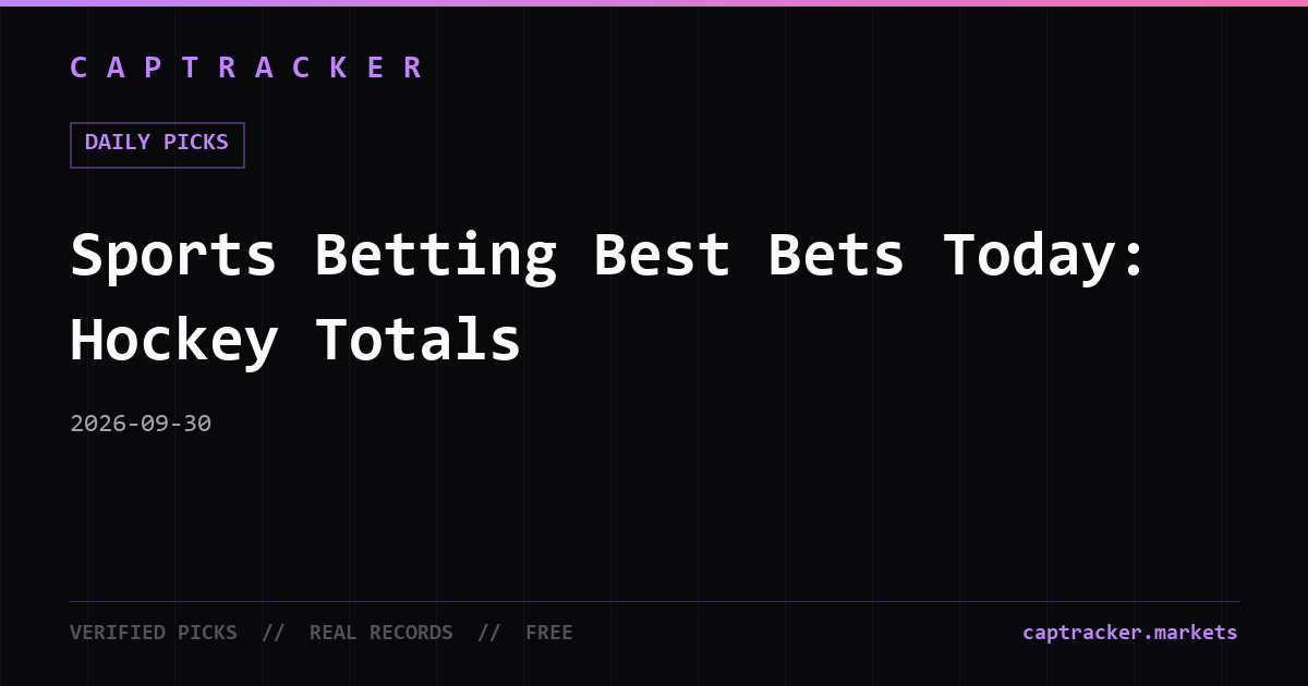 Sports Betting Best Bets Today: Hockey Totals