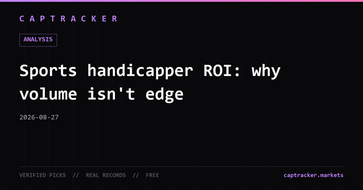 Sports handicapper ROI: why volume isn't edge