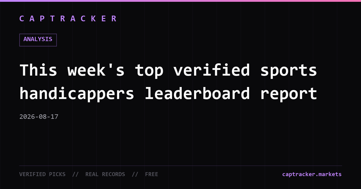 This week's top verified sports handicappers leaderboard report