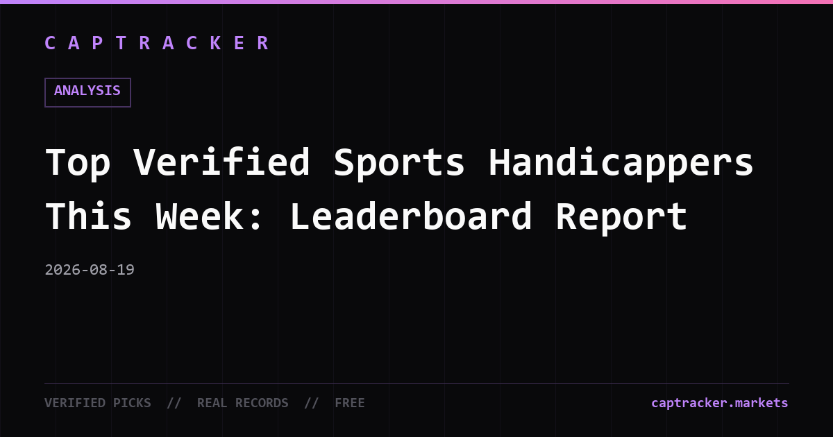 Top Verified Sports Handicappers This Week: Leaderboard Report