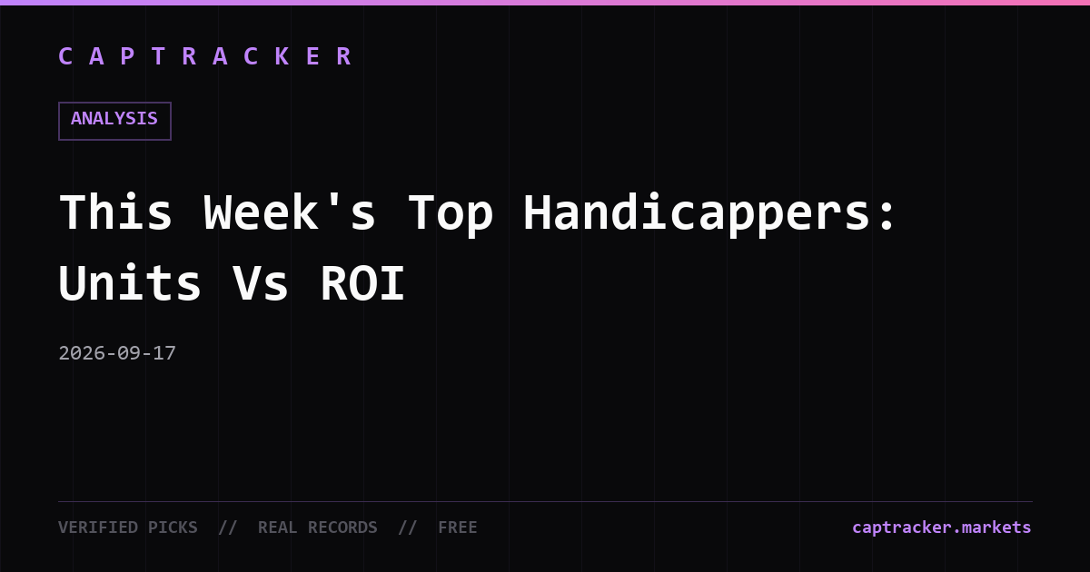 This Week's Top Handicappers: Units Vs ROI