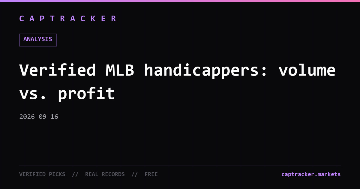 Verified MLB handicappers: volume vs. profit